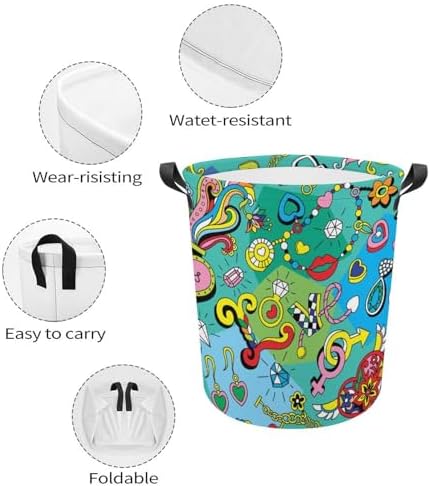 Retro Jewelry Heart Collapsible Laundry Basket