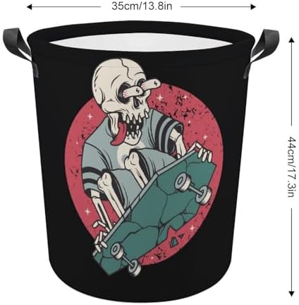 Skull Skateboard Laundry Hamper Waterproof