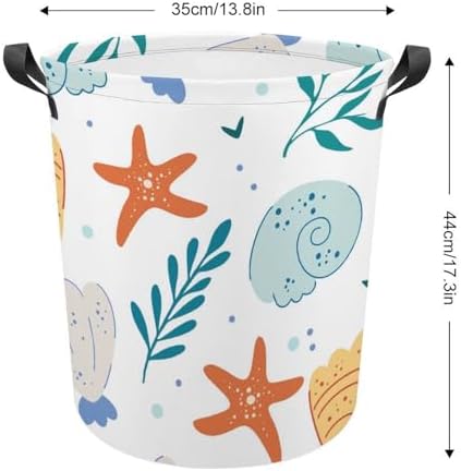 MEIKKO Sea Shells And Starfish Laundry Basket Waterproof Foldable with Handles