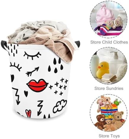 Red Lip Arrows Collapsible Laundry Basket Waterproof Durable for Easy Storage