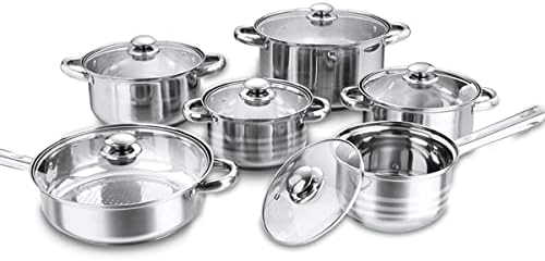 Stainless Steel 12-Piece Cookware Set Ergonomic Design for Professional Use