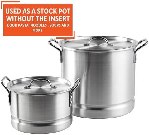 IMUSA Aluminum Steamer Dual Set 32 Qt and 10 Qt Silver