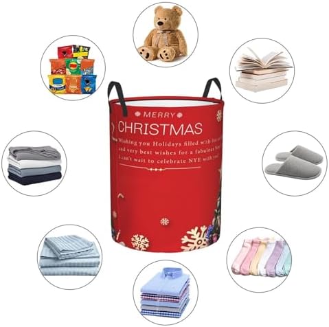 Merry Christmas Tree Snowflake Laundry Basket with Handle