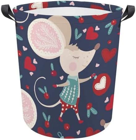 Perfect for Families Students Cute Mouse Design Collapsible Laundry Basket