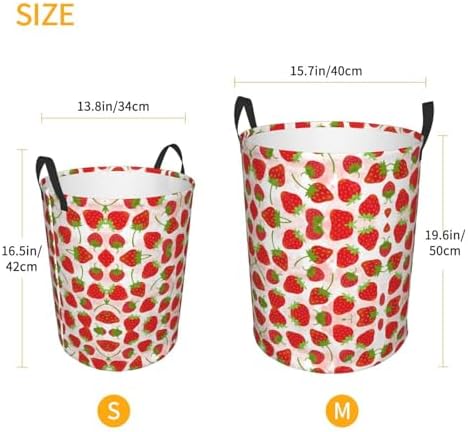 Strawberry Circular Hamper - Medium Storage Basket for Laundry and More