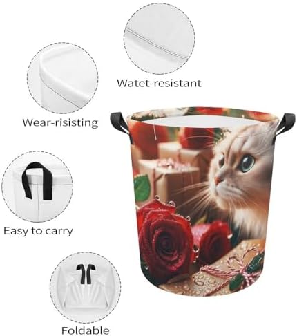 Raindrops Roses Collapsible Cat Laundry Basket
