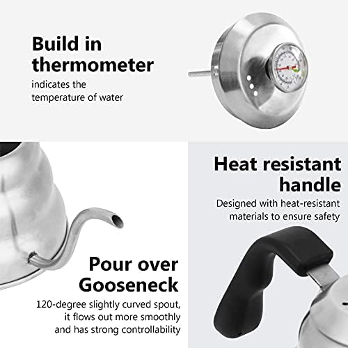 Stainless Steel 1-Liter Gooseneck Coffee Kettle Precision Brew