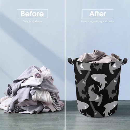 Shark-Design Waterproof Laundry Hamper with Easy Carry Handles