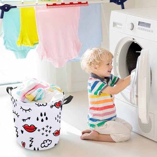 Red Lip Arrows Collapsible Laundry Basket Waterproof Durable for Easy Storage
