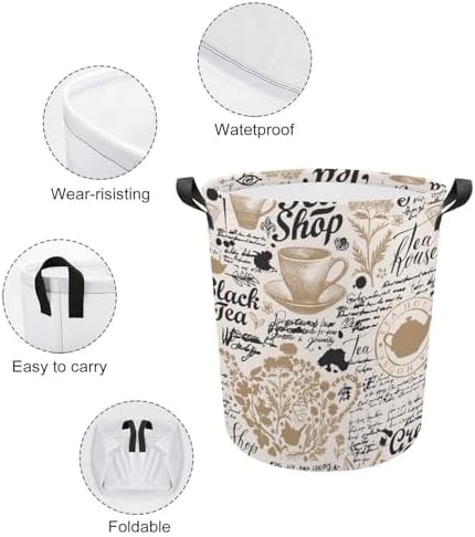 Elegant Tea-Themed Storage Hamper for Laundry Organization