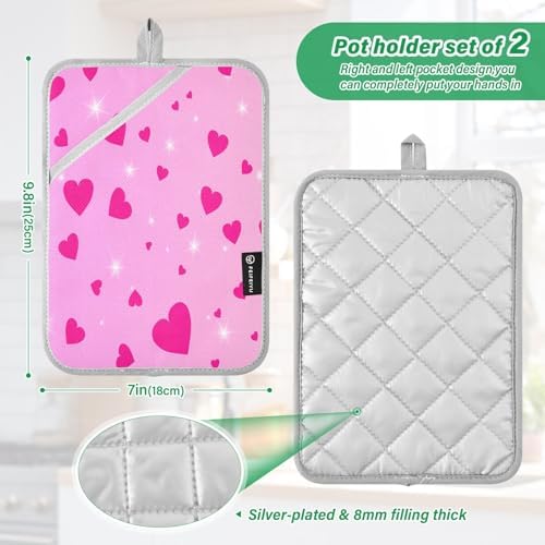 Perfect Heat-Resistant Pink Heart Potholders for Kitchen Use