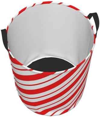 SHANGYINGJI Peppermint Stripes Linen Laundry Hamper