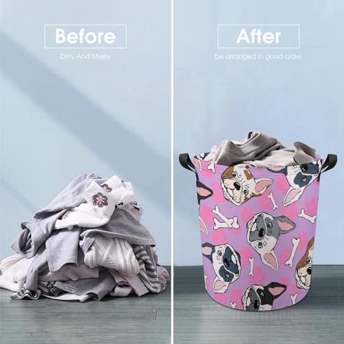 MEIKKO French Bulldog Waterproof Folding laundry Bin 173x138
