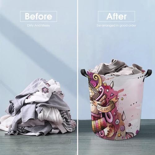 Cartoon Watercolor Ice Cream Laundry Hamper