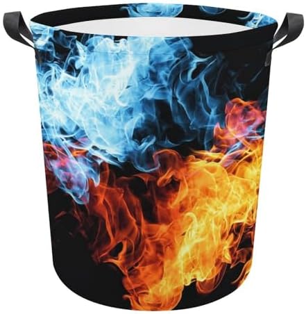 MEIKKO Red Blue Fire Multi-Purpose Laundry Hamper Toy Organizer Collapsible Waterfront Basket
