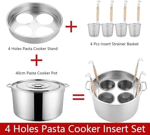 Stainless Steel Pasta Cooker Set with 4 Holes Fast Even Cooking