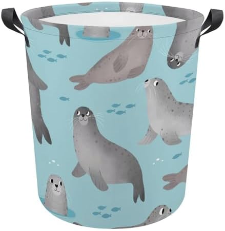 Meikko Durable Waterproof Cartoon laundry Hamper w Easy Carry Handles