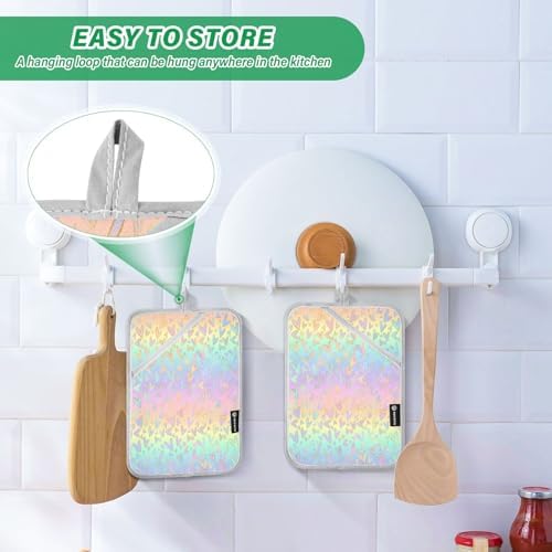 Kcldeci Gradient Leopard Oven Mitts and Potholders - Heat Resistant 2-Pack