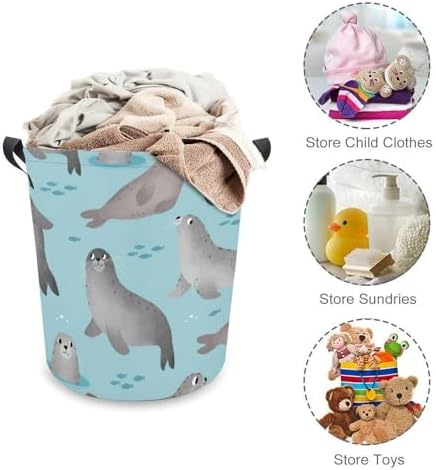 Meikko Durable Waterproof Cartoon laundry Hamper w Easy Carry Handles
