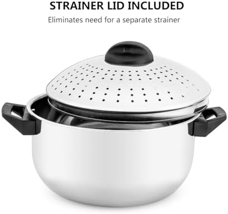 48 qt Stainless Steel Pasta Pot with Strainer Lid and Locking Feature