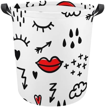 Red Lip Arrows Collapsible Laundry Basket Waterproof Durable for Easy Storage
