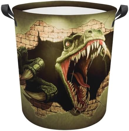 MEIKKO Dinosaur Brick Wall Collapsible Laundry Hamper Waterproof Foldable Family Organizer