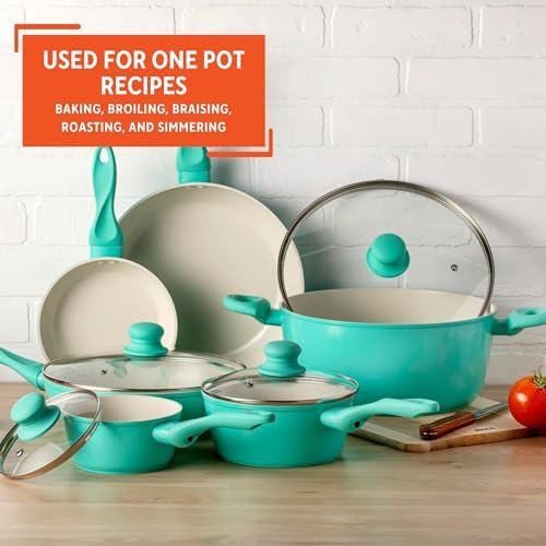 IMUSA Ivory Ceramic Cookware Set Premium Design 10-Piece Set