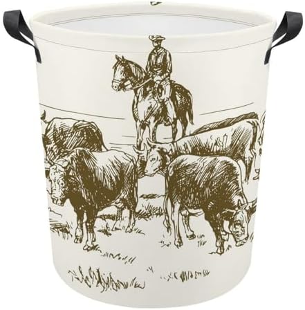 MEIKKO Cattle Drive Cowboys Laundry Hamper