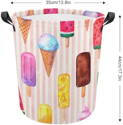 Retro Watercolor Ice Cream Laundry Hamper