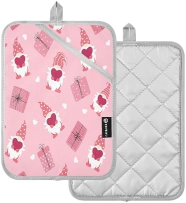 Gnome and Heart Potholders Heat-Resistant 2-Pack