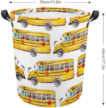 MEIKKO Cute Yellow Bus Laundry Hamper Waterproof Clothes Basket