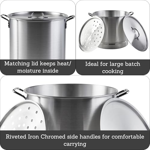 IMUSA Aluminum Steamer Dual Set 32 Qt and 10 Qt Silver