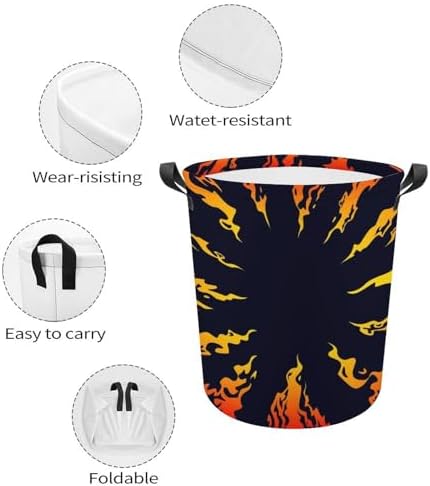 Attractive Fire Black Background Laundry Hamper