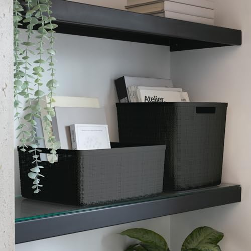 Curver Jute Plastic Cube Storage Organizer