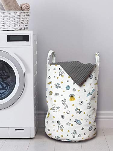 Ambesonne - Spaceship Laundry Bag Doodle Style Hamper Basket with Drawstring Closure