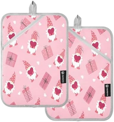 Gnome and Heart Potholders Heat-Resistant 2-Pack