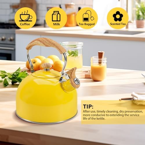 Foedo Whistling Tea kettle 26 Quart Effortlessly Heating Safe Durable