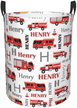 Custom Fire Trucks Laundry Basket With Name 1