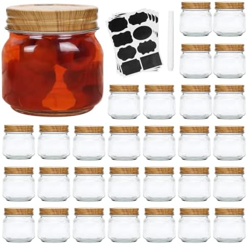 Accguan Mason Jars 8OZ Black Lid Set of 30