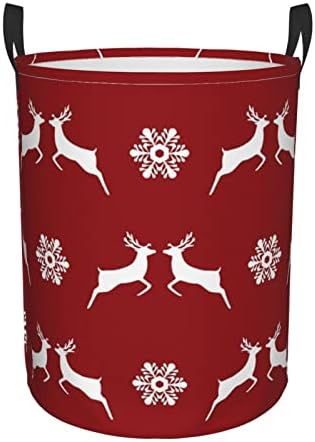 AFHYZY Snowflake Foldable Laundry Hamper Collapsible Handle Durable Storage for Bedroom