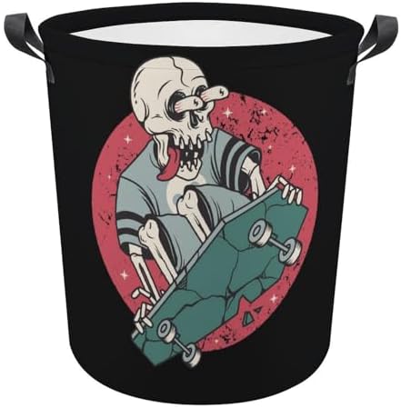 Skull Skateboard Laundry Hamper Waterproof
