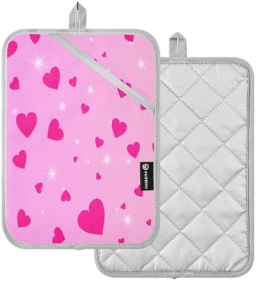 Perfect Heat-Resistant Pink Heart Potholders for Kitchen Use