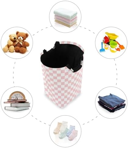 Stylish Pink Checkered Organizer Basket for Kids