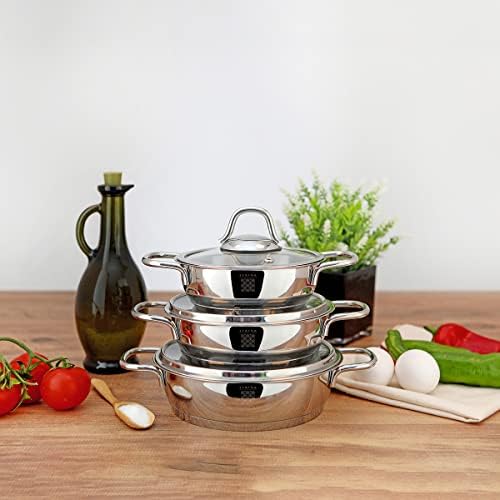 7-Piece Stainless Steel Cookware Set - Durable Non-Stick and Perfectly Balanced