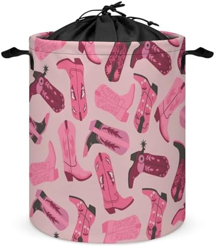 Trendy Pink Laundry Hamper with Drawstring Collapsible Design