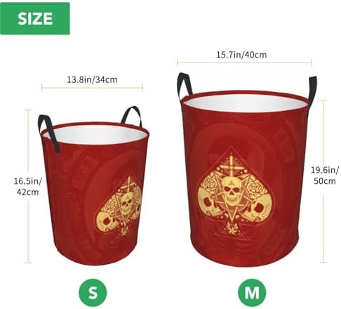 Itin Waterproof Laundry Hamper Red Skull Print S-40L