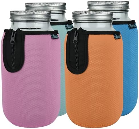 Stylish Wide Mouth Mason Jar Insulator 64oz