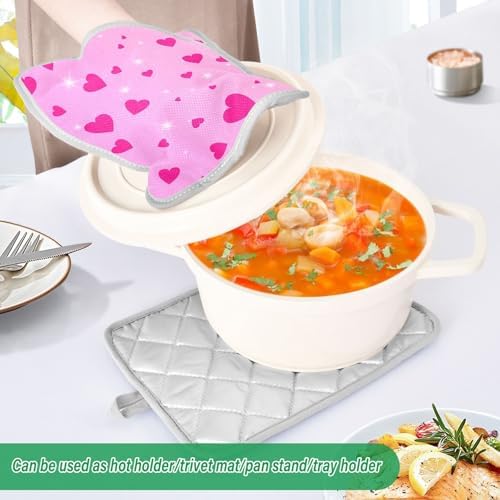 Perfect Heat-Resistant Pink Heart Potholders for Kitchen Use