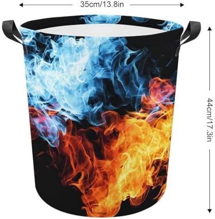 MEIKKO Red Blue Fire Multi-Purpose Laundry Hamper Toy Organizer Collapsible Waterfront Basket