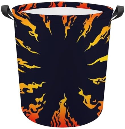 Attractive Fire Black Background Laundry Hamper